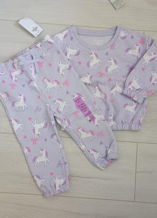 Утепленный комплект для девочки primark с единорожками