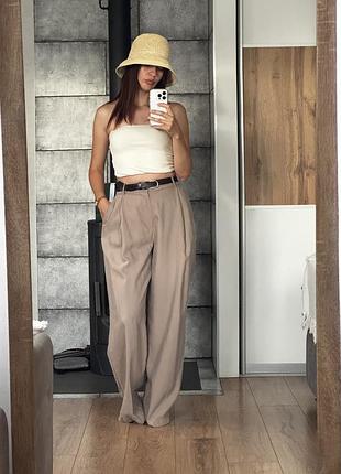 Брюки палаццо з защипами  з модалу zara 🤎