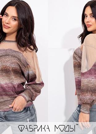 Блуза жіноча з прозорим рукавом ошатна, різні кольори, р. l-xl( 46-48) код 713д