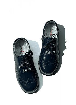 Туфлі evie для дівчинки lady oxford navy glitter, розмір 29 (18,8 см.)