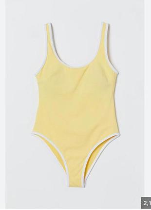 Суцільний купальник жовтого кольору від h&m, жовтий купальник