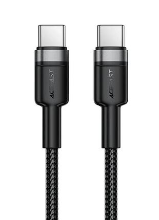 Кабель acefast c22-03, type-c to type-c, 60w, 3a, 1.2m, nylon braid, aluminum alloy + tpe connectors, black