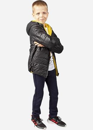 Детская демисезонная двусторонняя куртка для мальчика o! clothing 182857 110-116 см черная (lv2200004846286)