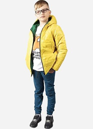 Детская демисезонная двусторонняя куртка для мальчика o! clothing 182856 110-116 см желтая (lv2200004846200)