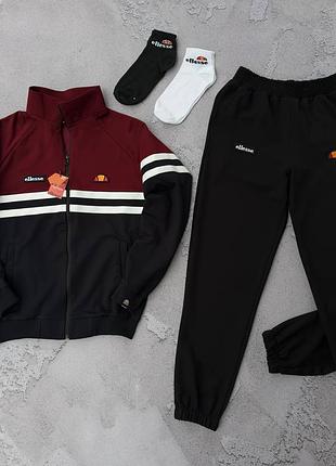 Спортивний костюм ellesse бордовий/чорний (вінтаж)  весна/літо/осінь s / m / l / xl / xxl