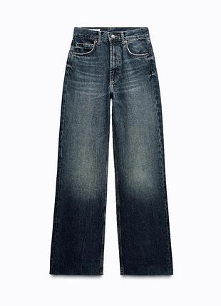 Джинсы zara р. 38 wide leg широкие прямые высокая посадка