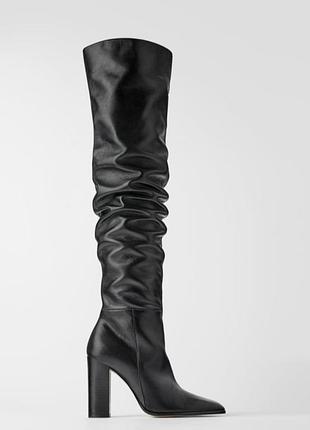 Кожание ботфорты 38р zara