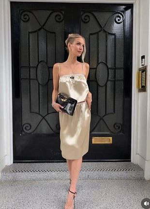 Костюм miu miu бежевий золотистий спідниця та топ майка
