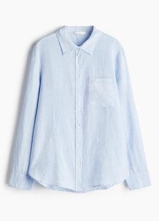 Блакитна сорочка з льону h&m
