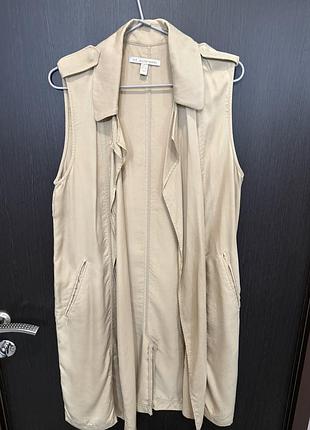 Жилет  подовжений  жіночий  , s , trt_,outerwear , сатиновий , бежевий ,