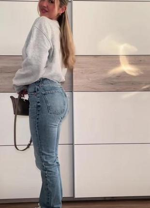 Джинсы синие прямые 34 36 high rise straight fit zara 4365/040