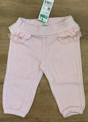 Велюрові штанці дівчинці «benetton baby» р. 6-9m/68cm.