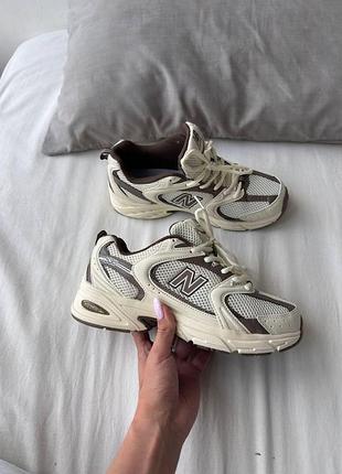 Білі кросівки унісекс new balance 530 white brown х нью беланс 43