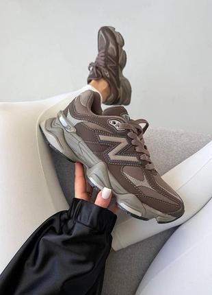 Коричневі кросівки унісекс new balance 9060 chocolate brown х нью беланс 40