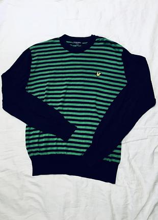 Винтажный свитер lyle&scott оригинальный в полоску кофта свитшот