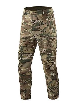 Тактические штаны мультикам софтшелл на флисе. тактические брюки softshell combat l