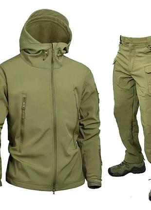 Костюм тактичний soft shell olive, костюм олива демісезонний софтшел