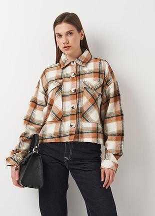 Сорочка бавовняна утеплена оверсайз жіноча forstime 187124 l/xl коричнева (2200004951577)