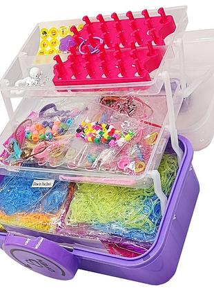 Дитячий набір для плетіння браслетів "loom" 16202(violet) в чемодані