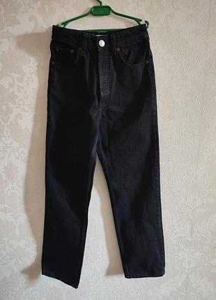 Джинси zara чорні мом прямі zara 32 розмір xxs xs висока посадка