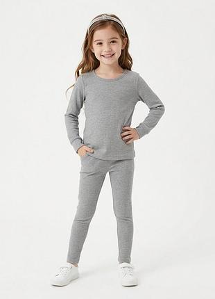 Детский серый лонгслив в рубчик для девочки 116 см (5-6y) primark