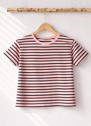 Летняя укороченная футболка в полоску для девочки lupilu 110-116 см (4-6y)