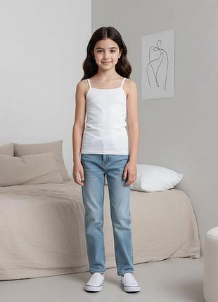 Біла майка на тонких бретелях для дівчини 158 см (12-13y)