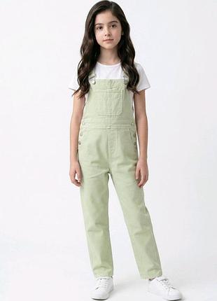 Детский джинсовый комбинезон цвета фисташка pangaia 116-128 см (7-8y)