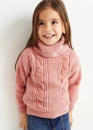 Стильный свитер для девочки из синельной пряжи c&a 98 (3y)