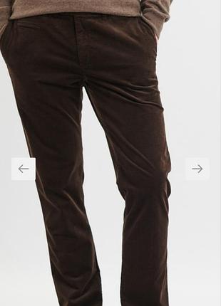 Новые мужские вельветовые брюки paul costelloe living (w34 l33) - коричневые, стрейч