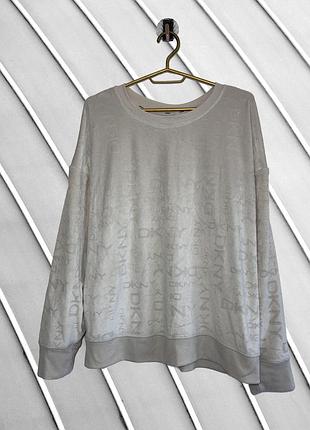 Женский молочный свитшот dkny xl 2xl оригинал дкни донный оверсайз кофта с надписью свободный свитшот худи 50 52 54