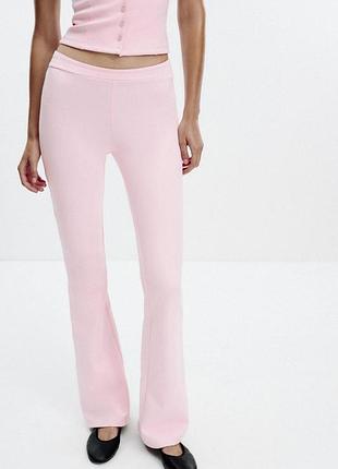 Брюки zara l спортивные повседневные flared интерлок розовые