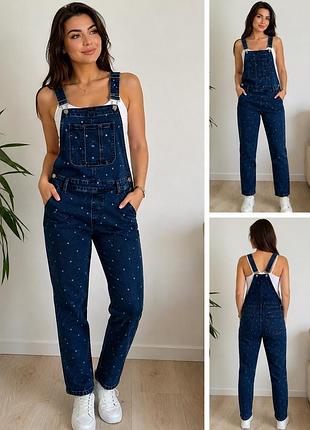 Джинсовий комбінезон denim by tu у горошок • розмір 10 (m)