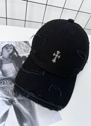 Чорна кепка бейсболка chrome hearts з хрестом