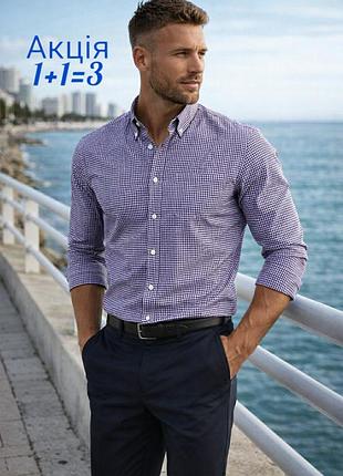 Хлопковая рубашка uniqlo в клетку