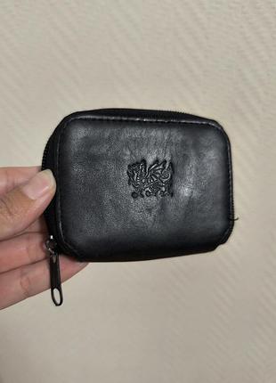 Чорна шкіряна візитниця монетниця