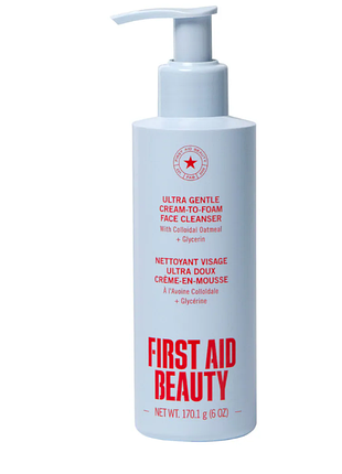 First aid beauty ultra gentle pure skin cream-to-foam face cleanser with colloidal oatmeal + glycerin ультра нежный крем-пенка для очищения лица