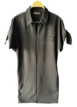 Стильна чорна сукня-поло piacere limited edition l-xl з вирізами на рукавах
