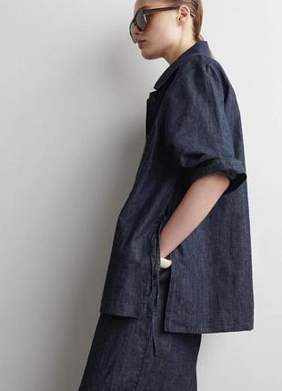 Женская джинсовая куртка рубашка лен хлопок 
cos tie-side denim overshirt