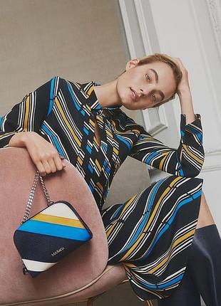 Сукня міді max&co. casato з коміром-аскотом у жовто-блакитний принт m-l