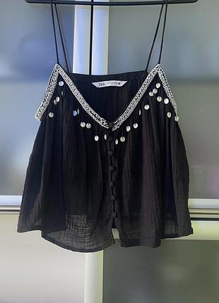 Zara чудовий,  жіночий, котоновий  топ- маєчка на брітельках