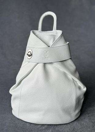 Кожаный белый рюкзак stella, италия, цвета в ассортименте
