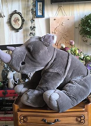 Большая мягкая игрушка носорог keel toys / большой серый носорог