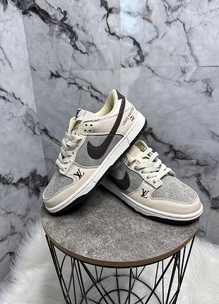 Nike sb dunk low x louis vuitton grey black/найк сб данк лоу х луи виттон серые с чёрным 36 37 38 39 40 41 42 43 44 45