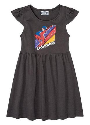 Платье хлопковая з принтом для девочки disney леди баг 381970-1 098-104 см (2-4 years) графитовый