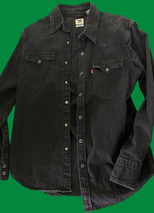 Мужская джинсовая рубашка levi's barstow western standard shirt в черном оттенке