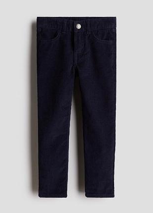 Брюки regular fit вельветовые для мальчика h&m slim fit 1164511-008 098 см (2-3 years) темно-синий