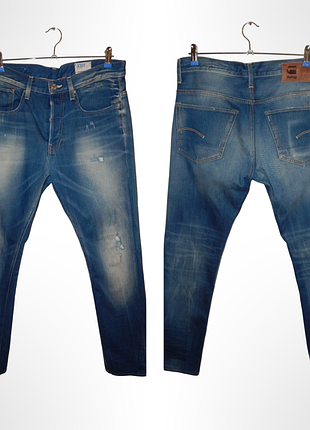 Джинсы g-star raw 3301 straight dekay denim medium aged destroy. size w33 l32