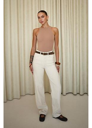 Джинси mia beige aisenberg молочні прямі з високою посадкою xs (25)