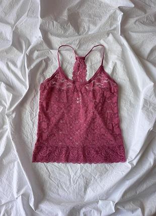 Жіноча мереживна гепюрова майка juicy couture рожевого кольору